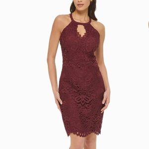 Guess Red Halter Sheath Mini Dress